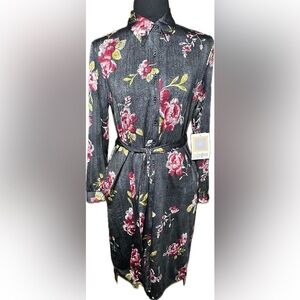 LuLaRoe Ellie Gray and Red Long Sleeve Dress XS NWT